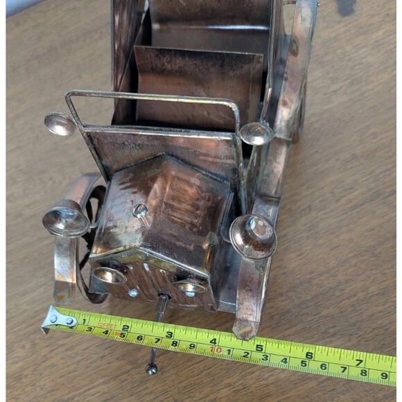 Vintage Copper Tin Metal Car Retro Music Box Sankyo Hong Kong "King Of The Road" - Picture 8 of 12